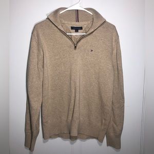 Vintage Tommy Hilgifer Long Sleeve Quarter Zip Camel Color Size M